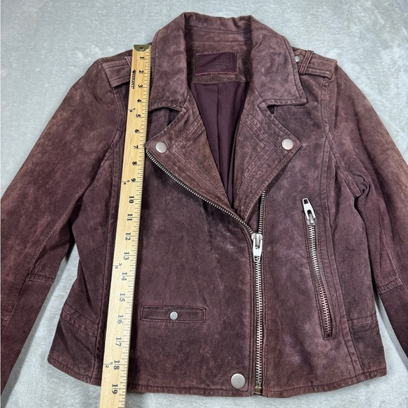 Blank NYC SL8 100% Leather Plum Purple Brown Zip Front Collared Moto Jacket S - Picture 8 of 16